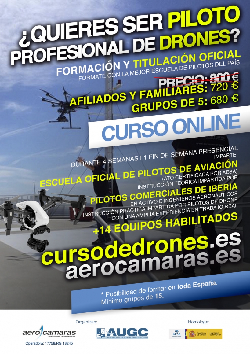 Cartel del curso oficial de piloto de drones Cartel del curso oficial de piloto de drones