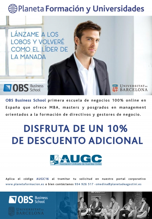 Cartel de la colaboración entre AUGC y la OBS Business School Cartel de la colaboración entre AUGC y la OBS Business School