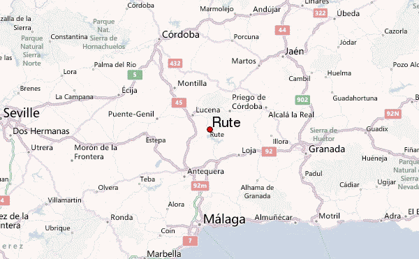 Localización de Rute, en la provincia de Córdoba Localización de Rute, en la provincia de Córdoba