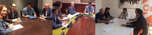 Representantes de AUGC en sus reuniones, de izquierda a derecha, con el PSOE, Unidos Podemos y Ciudadanos. Representantes de AUGC en sus reuniones, de izquierda a derecha, con el PSOE, Unidos Podemos y Ciudadanos.