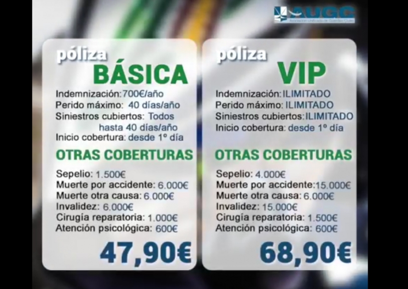 Captura del vídeo promocional del seguro de bajas de AUGC con la compañía AXA Captura del vídeo promocional del seguro de bajas de AUGC con la compañía AXA