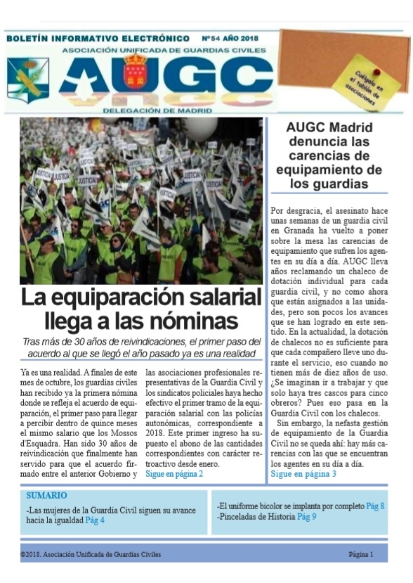 Portada del boletín de octubre de AUGC Madrid Portada del boletín de octubre de AUGC Madrid