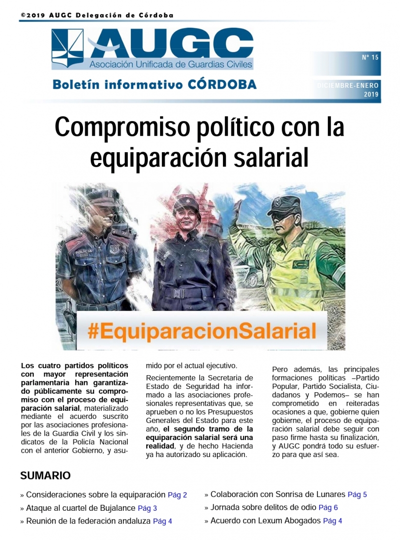 Portada del boletín informativo de AUGC Córdoba nº 15 Portada del boletín informativo de AUGC Córdoba nº 15