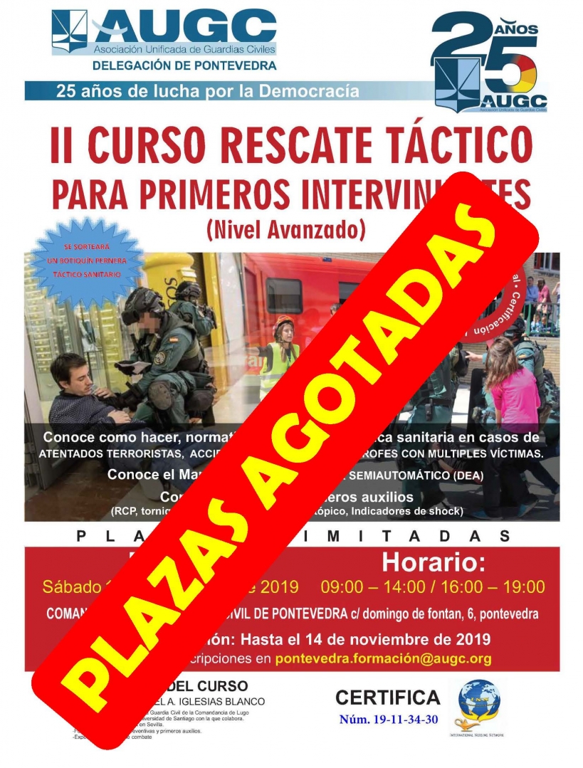 Cartel del curso, con las plazas ya agotadas. Cartel del curso, con las plazas ya agotadas.
